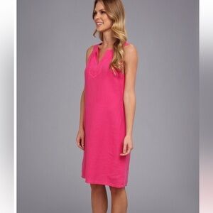 Tommy Bahama hot pink linen sleeveless midi shift dress